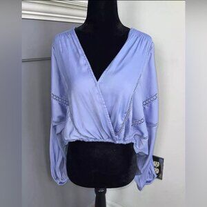 Free People V Neck Cropped Blouse Dolman Sleeve Size XS